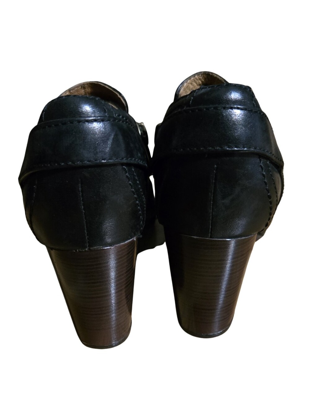 Clarks Women’s 5M Booties Western Leather Block Heels Black - Picture 8 of 8